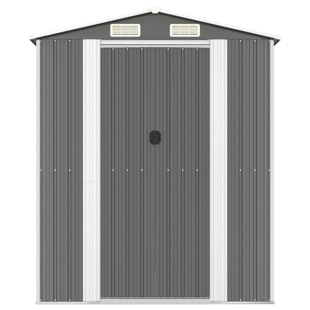 Light Grey Galvanised Steel Garden Shed for Tools