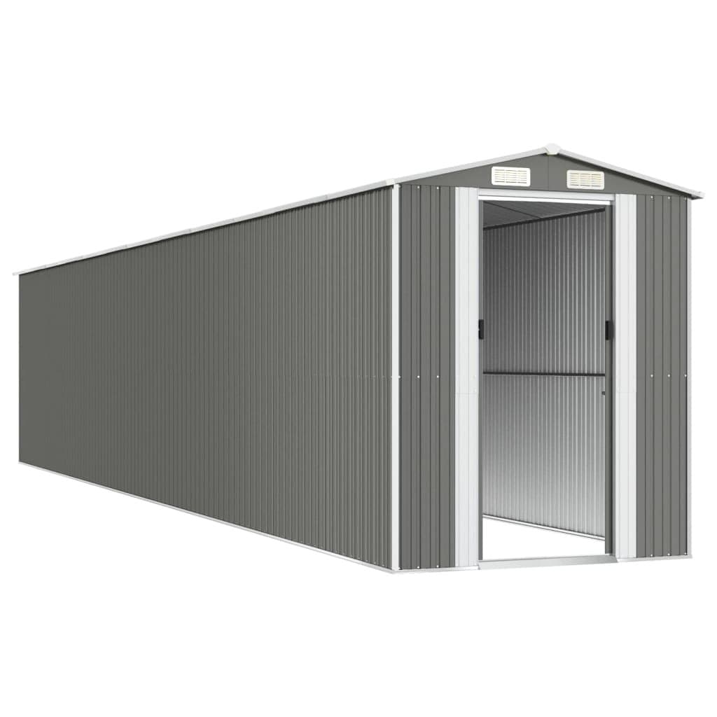 Light Grey Galvanised Steel Garden Shed for Tools
