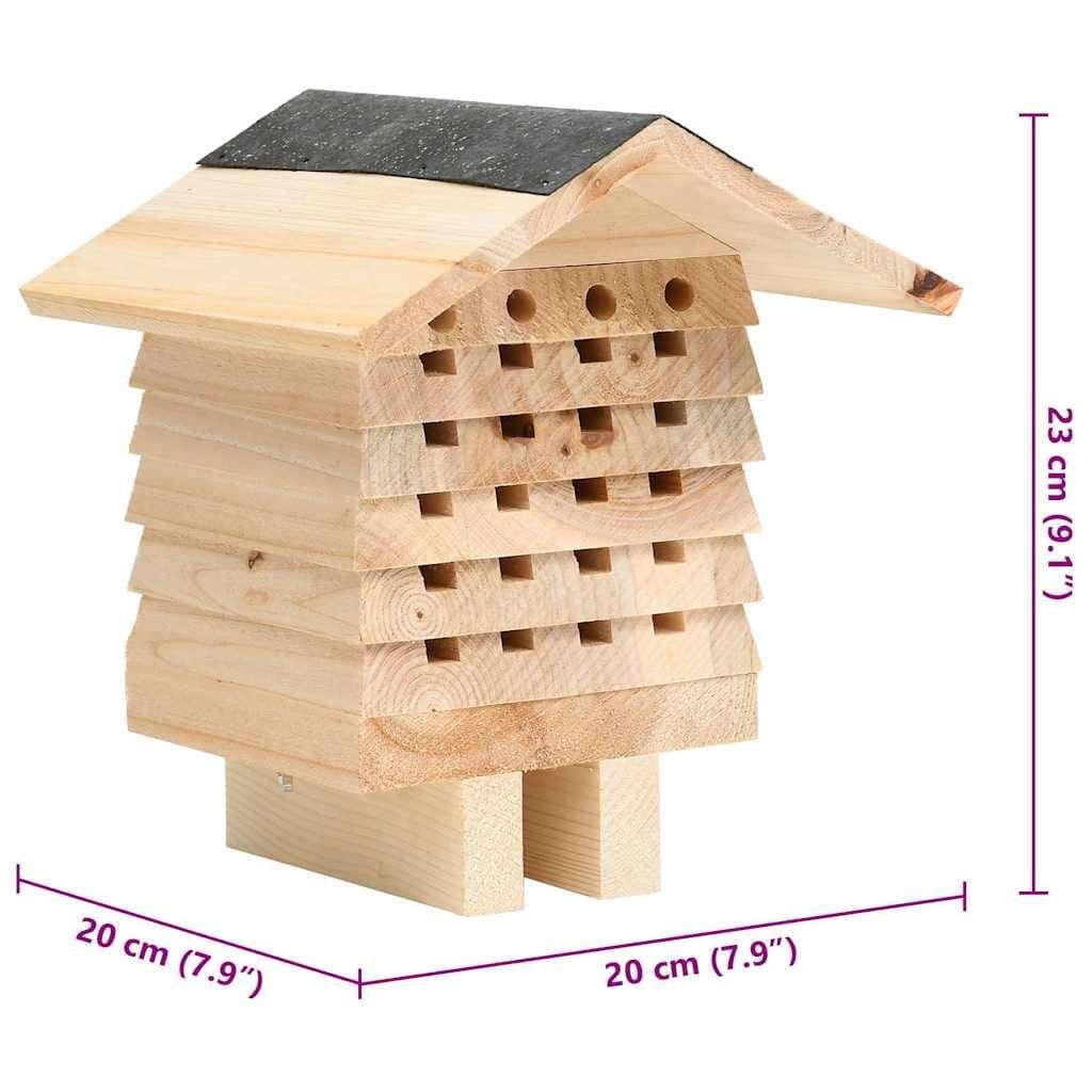 Bee Hotel Wooden Nesting House Solitary Bee Habitat Garden Outdoor Insects Hive