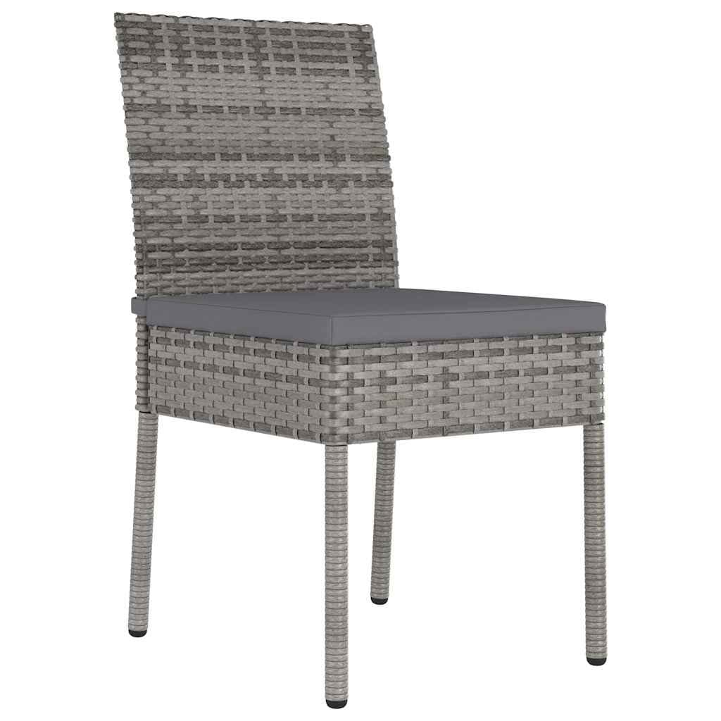 Set of 2 Outdoor Dining Chairs with Cushions in Grey