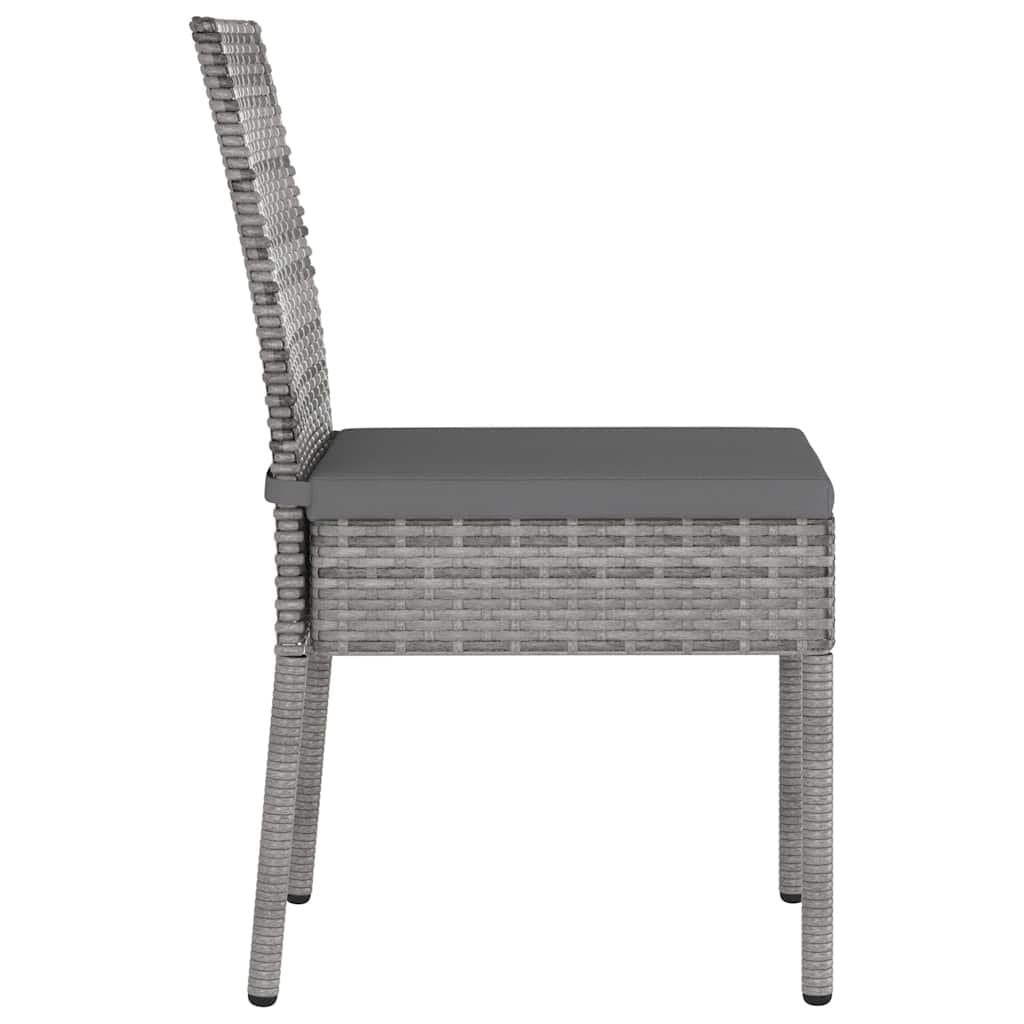 Set of 2 Outdoor Dining Chairs with Cushions in Grey