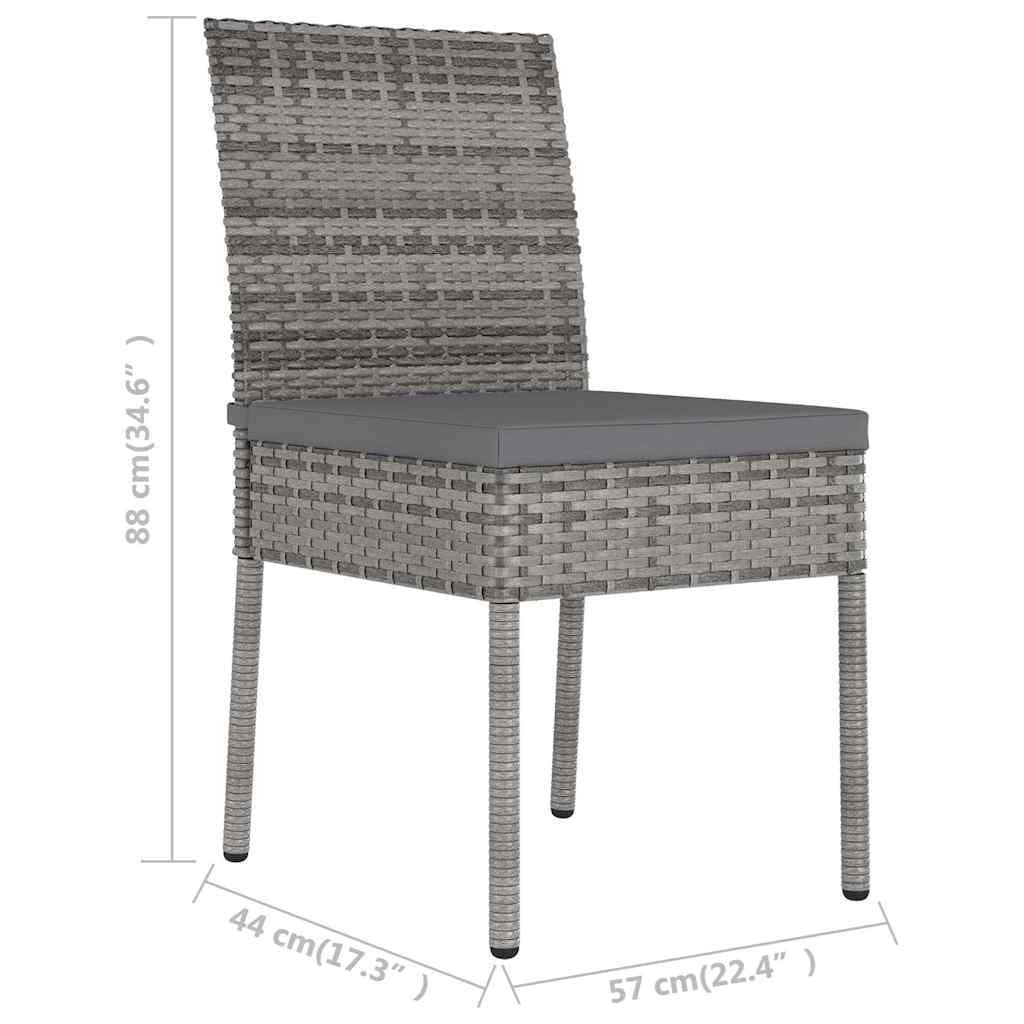 Set of 2 Outdoor Dining Chairs with Cushions in Grey