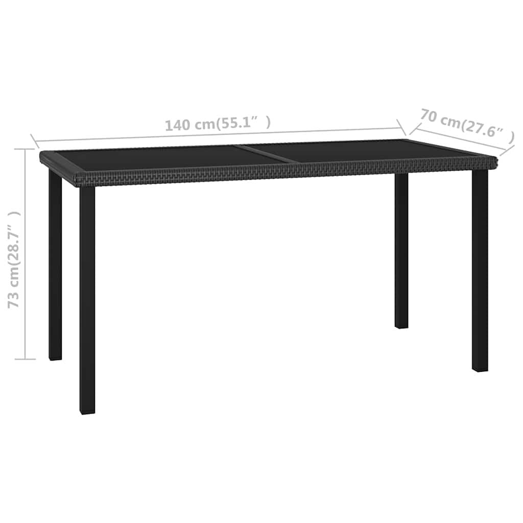 Black Poly Rattan Garden Dining Table