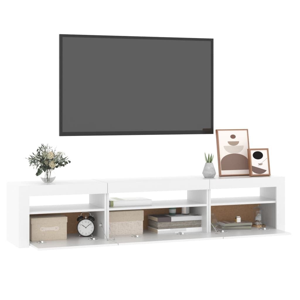 TV Cabinet with RGB LED Lights White Modern Media Unit Storage Furniture