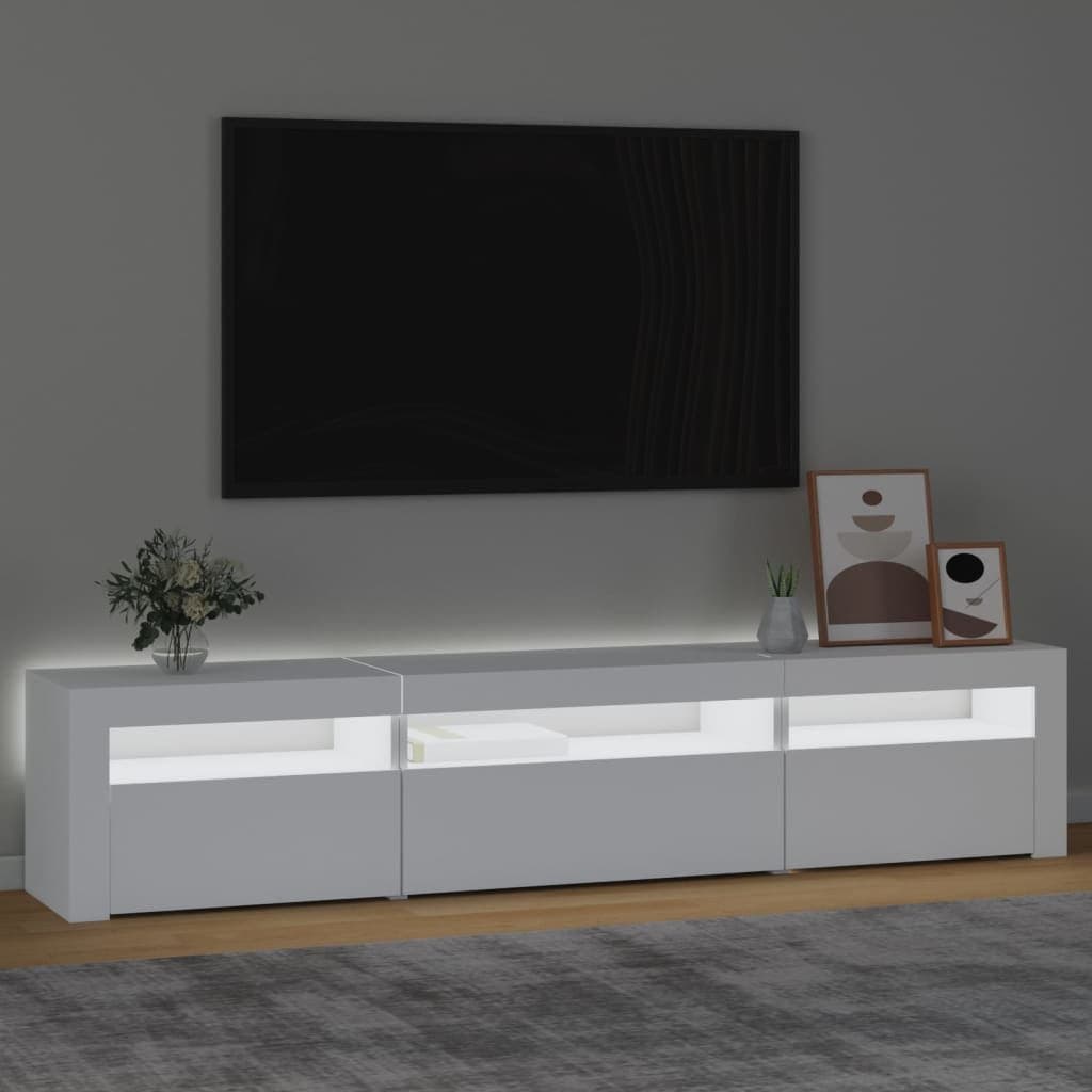 TV Cabinet with RGB LED Lights White Modern Media Unit Storage Furniture