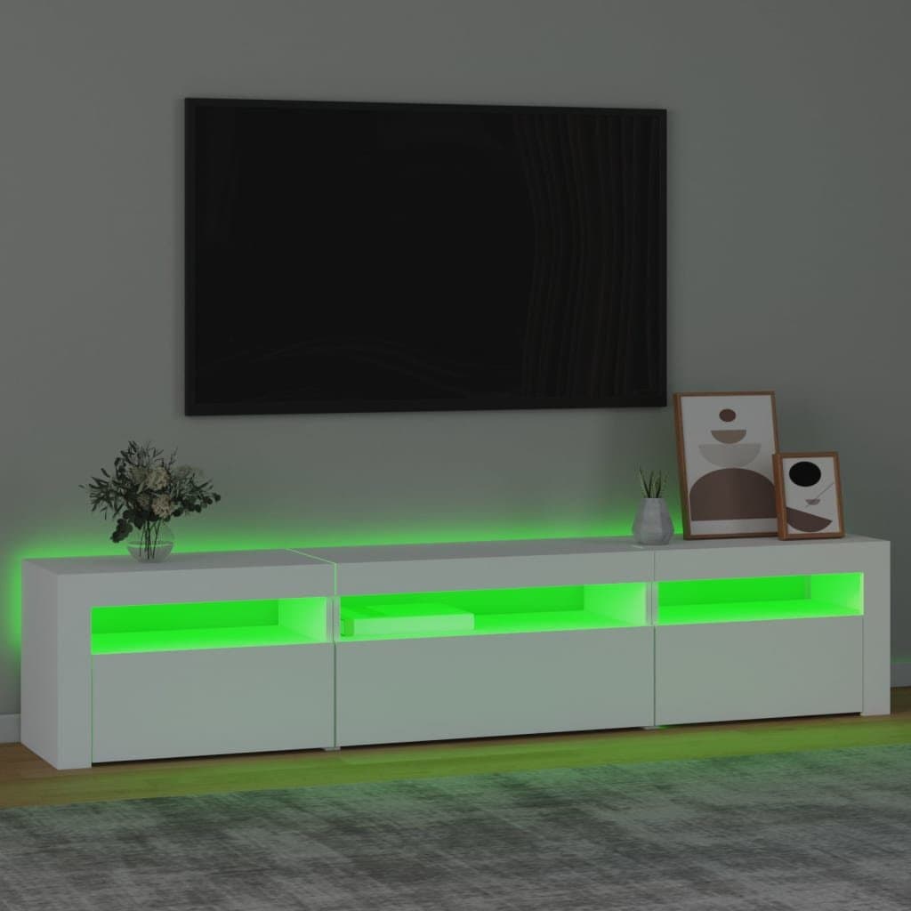 TV Cabinet with RGB LED Lights White Modern Media Unit Storage Furniture