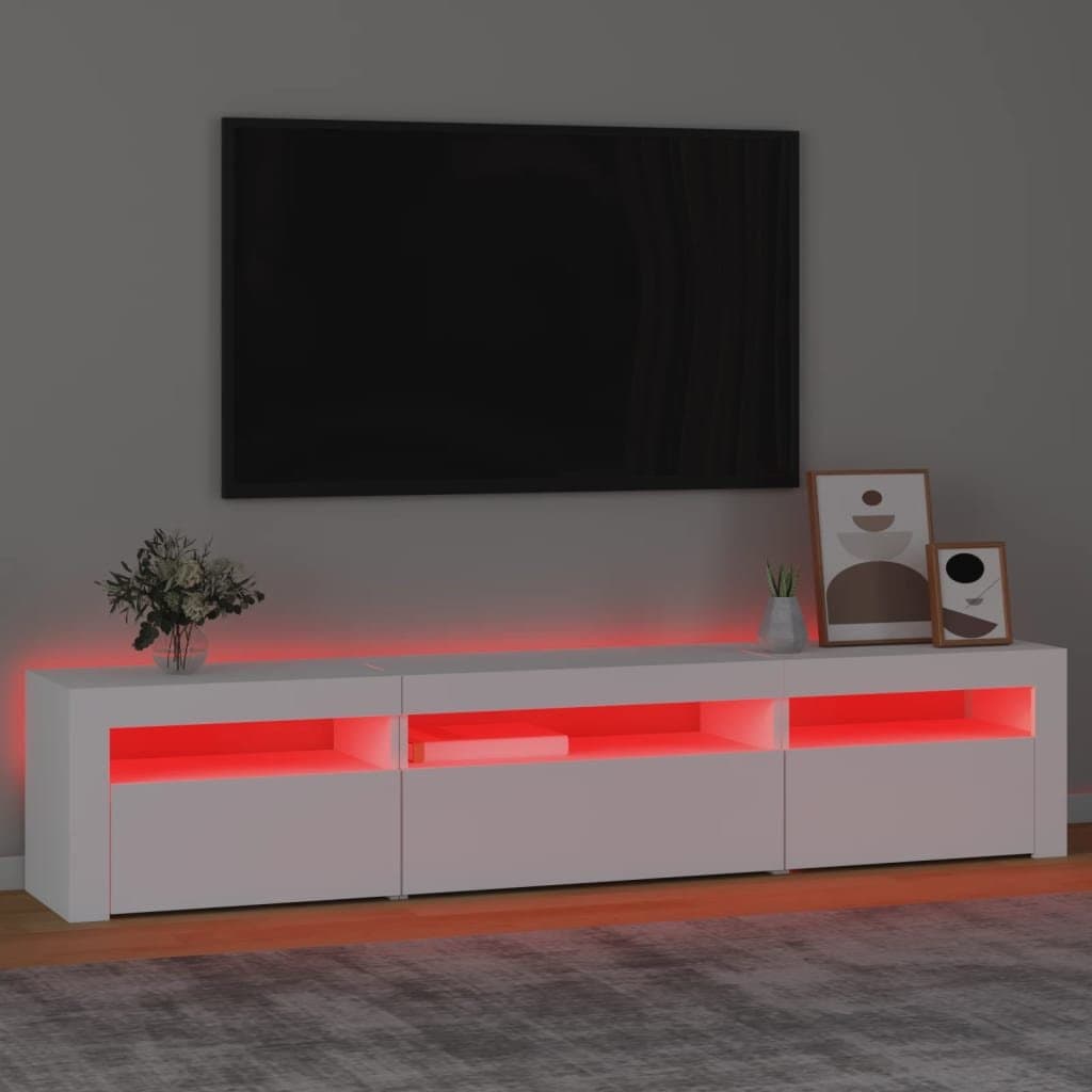 TV Cabinet with RGB LED Lights White Modern Media Unit Storage Furniture