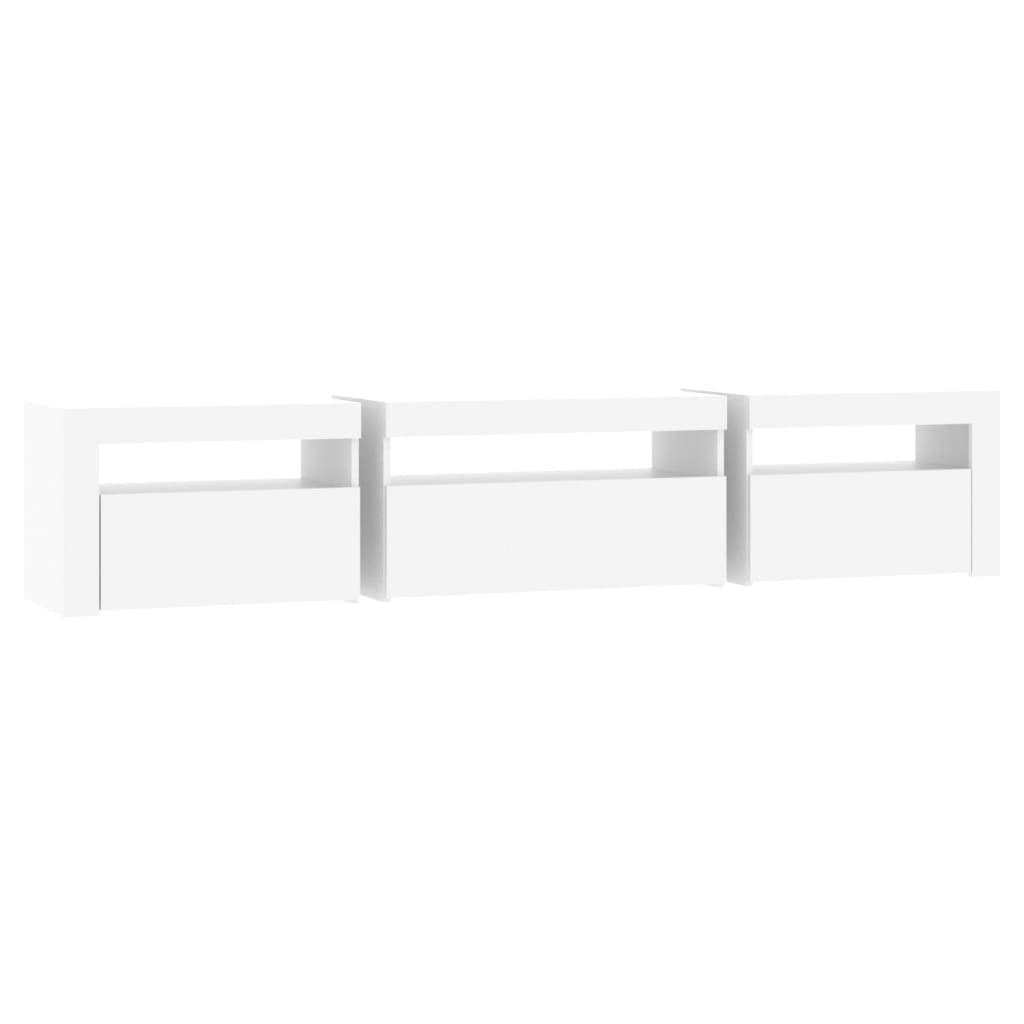 TV Cabinet with RGB LED Lights White Modern Media Unit Storage Furniture