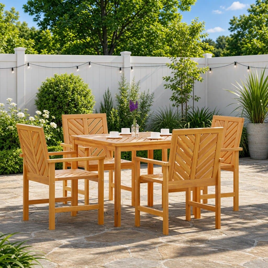 5-Piece Acacia Wood Garden Dining Set in Brown