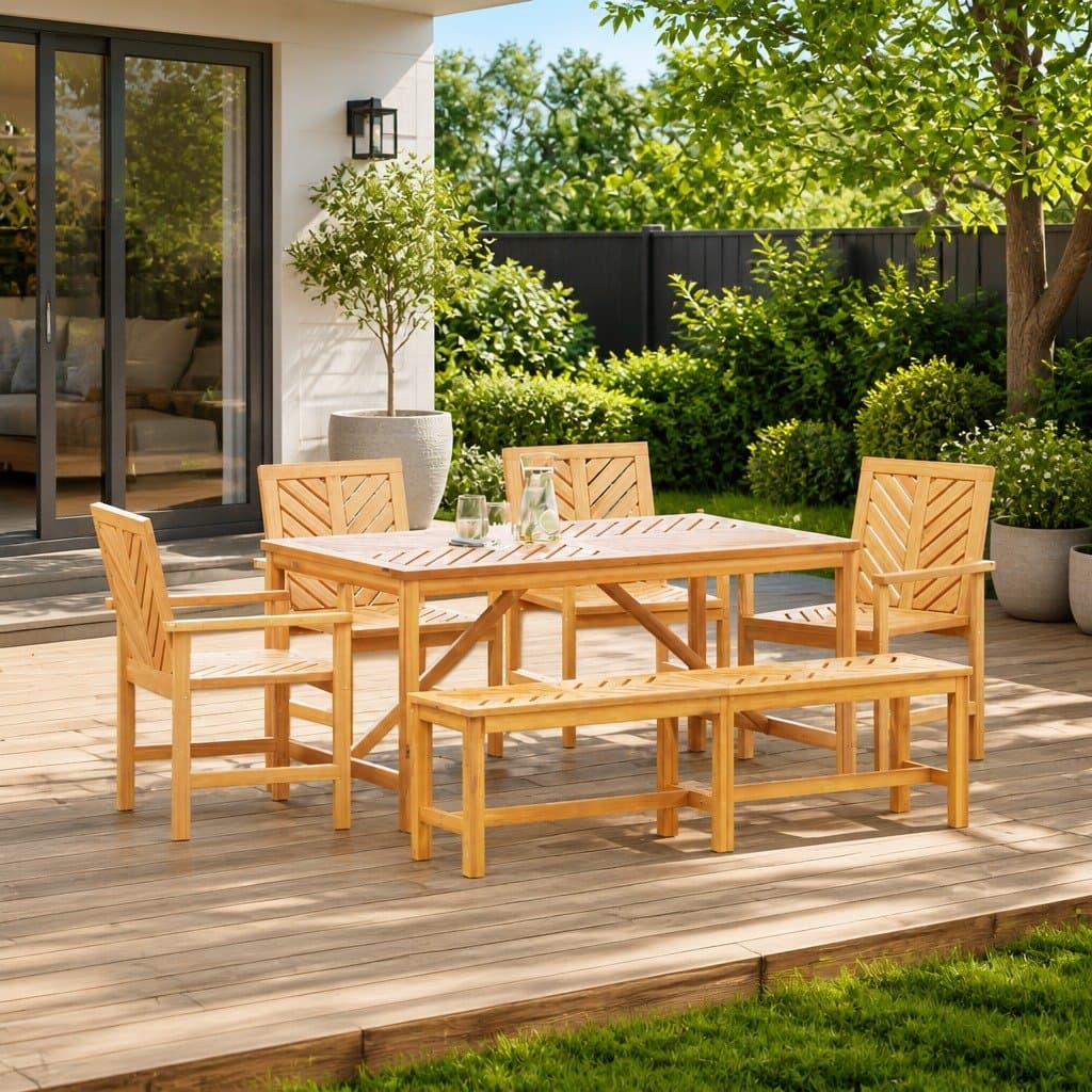 6-Piece Garden Dining Set with Solid Acacia Wood Construction