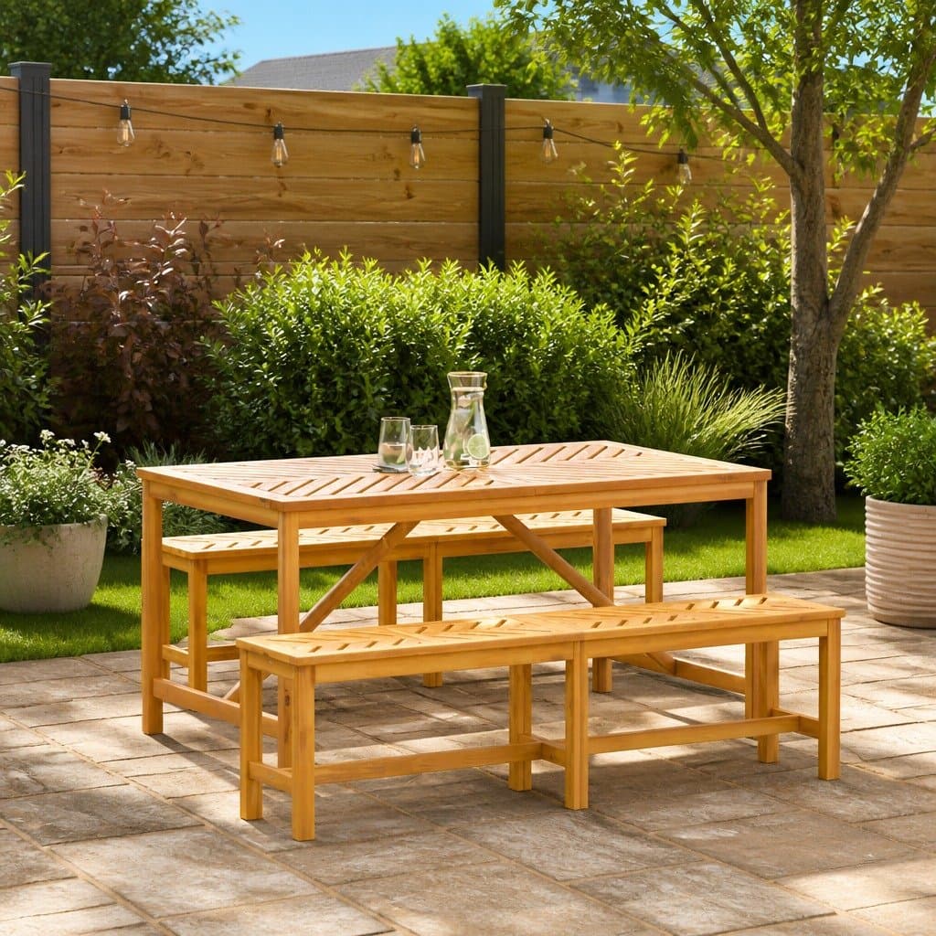 Acacia Wood 3 Piece Garden Dining Set for Outdoor Spaces