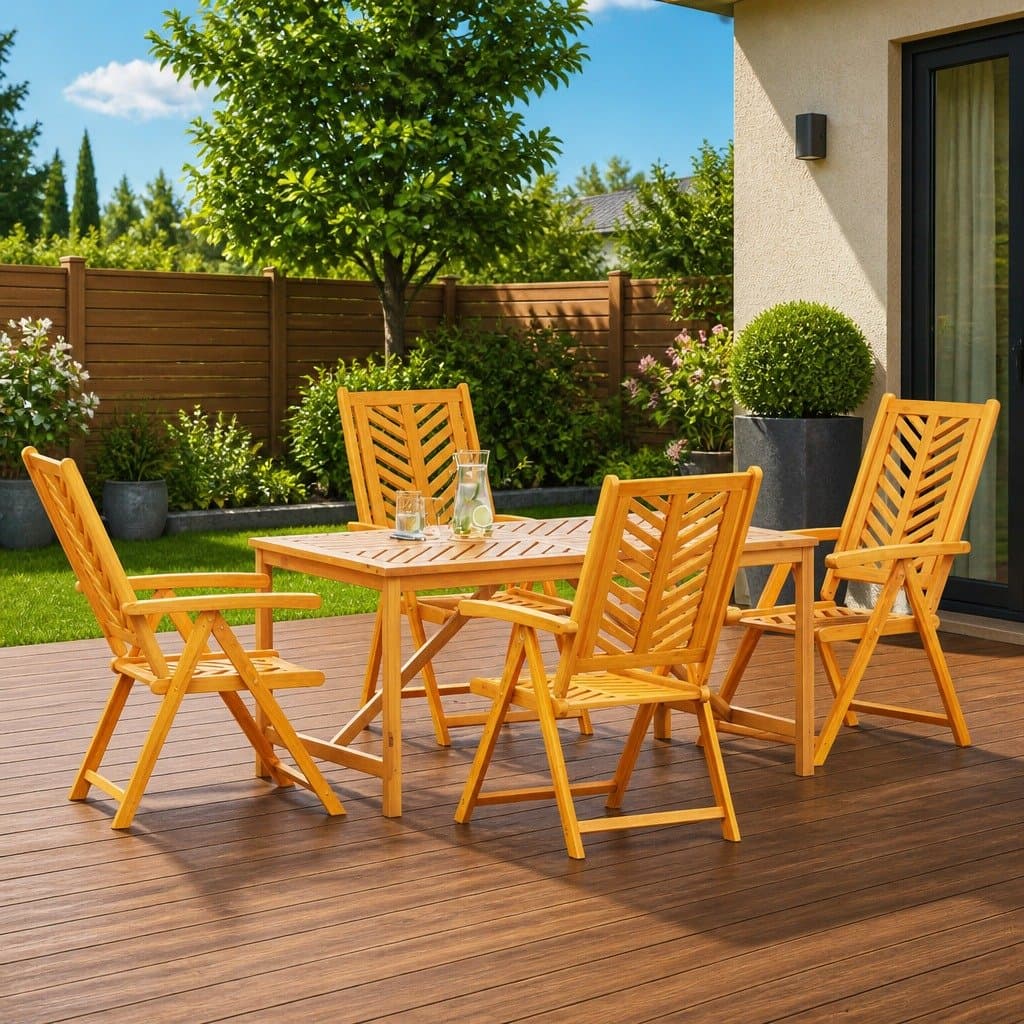 5-Piece Outdoor Dining Set in Solid Acacia Wood