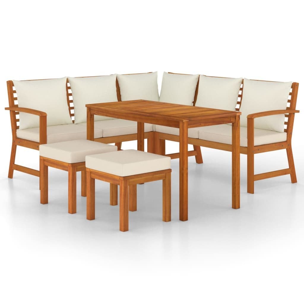 Solid Wood Acacia 6-Piece Outdoor Garden Dining Set