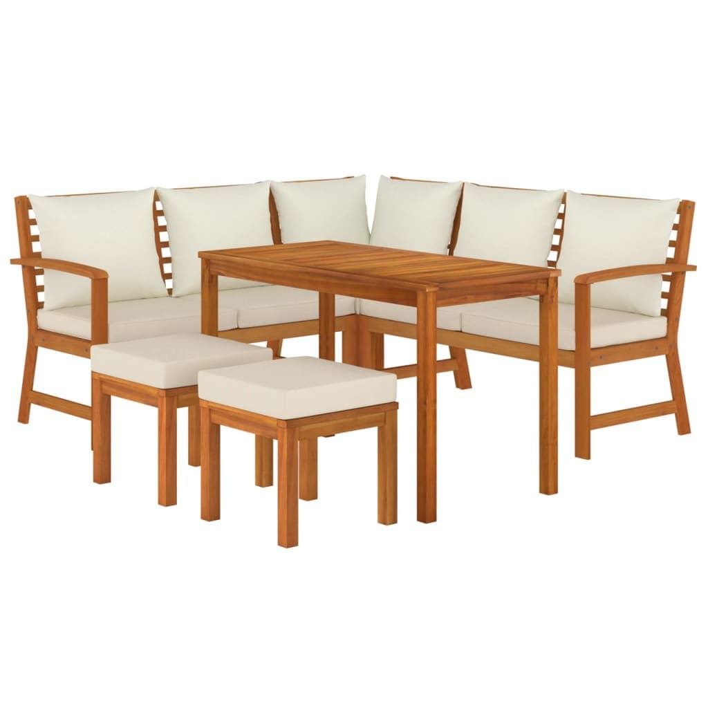 Solid Wood Acacia 6-Piece Outdoor Garden Dining Set