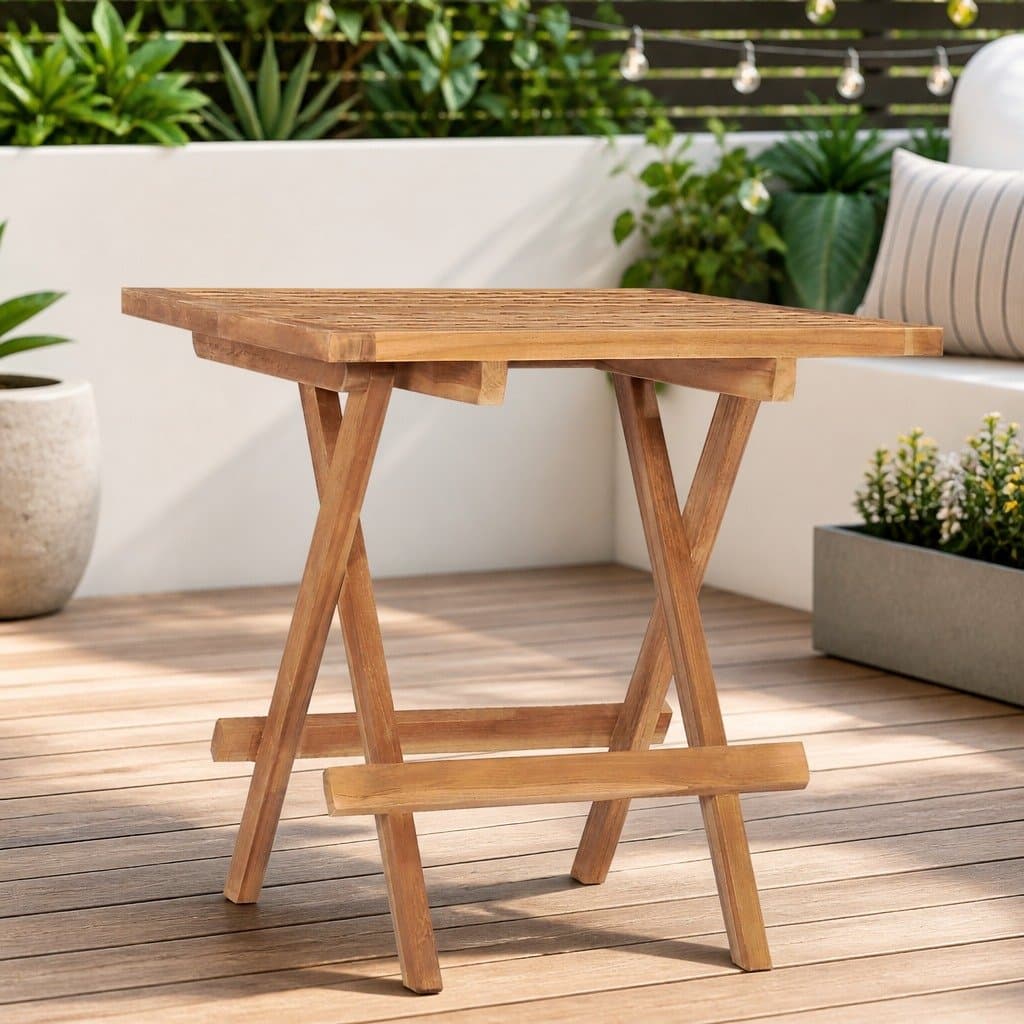 Brown Wood Folding Garden Table for Outdoors