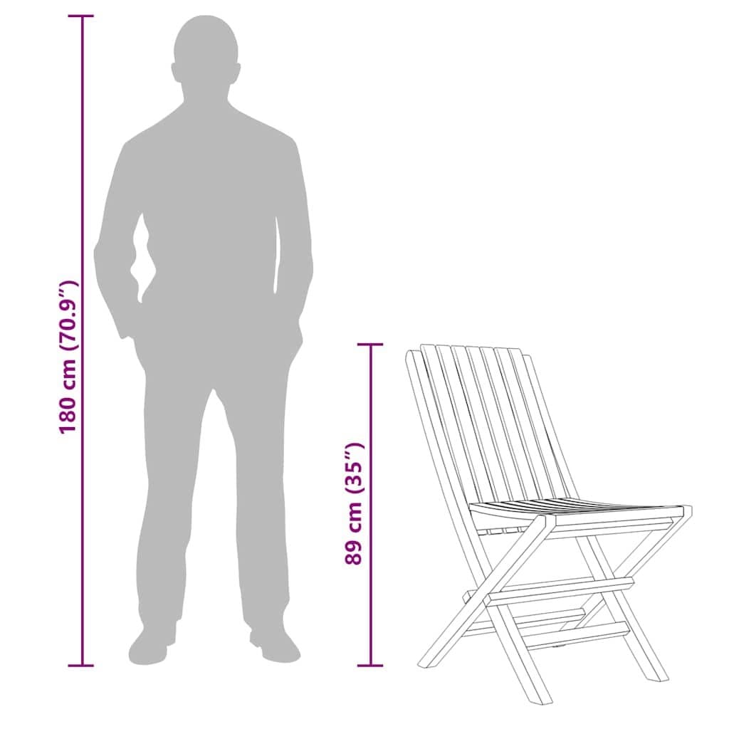 Wooden Folding Garden Chairs Set 6 pcs Outdoor Seating Backrest Slatted Design