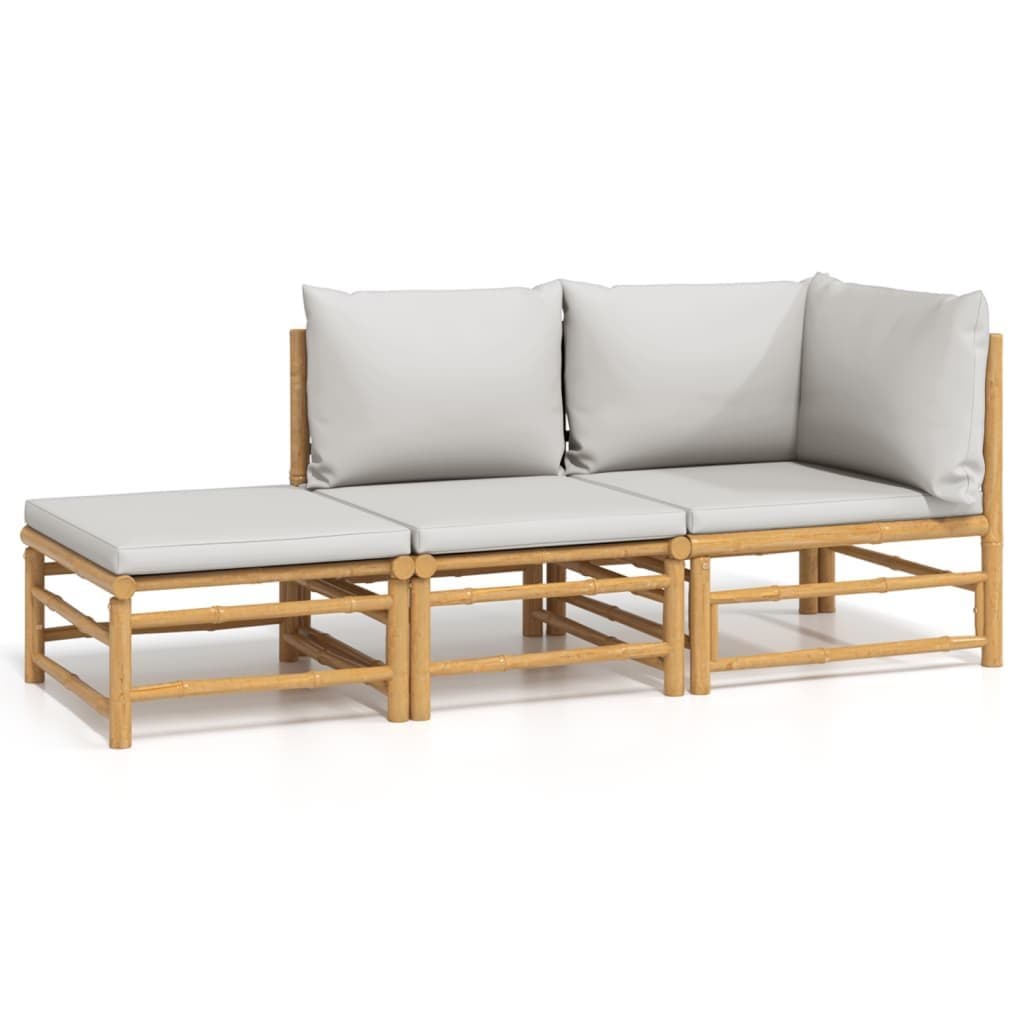 Bamboo 3 Piece Garden Lounge Set with Cushions