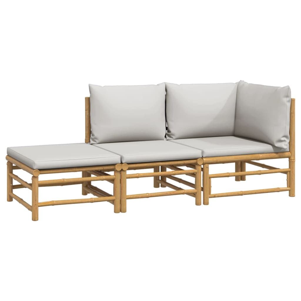 Bamboo 3 Piece Garden Lounge Set with Cushions