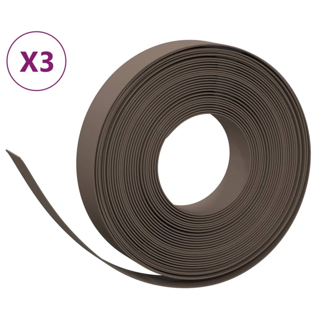Garden Edgings 3 Pieces Brown 10 m 10 cm Flexible Lawn Border Edging Flower Bed