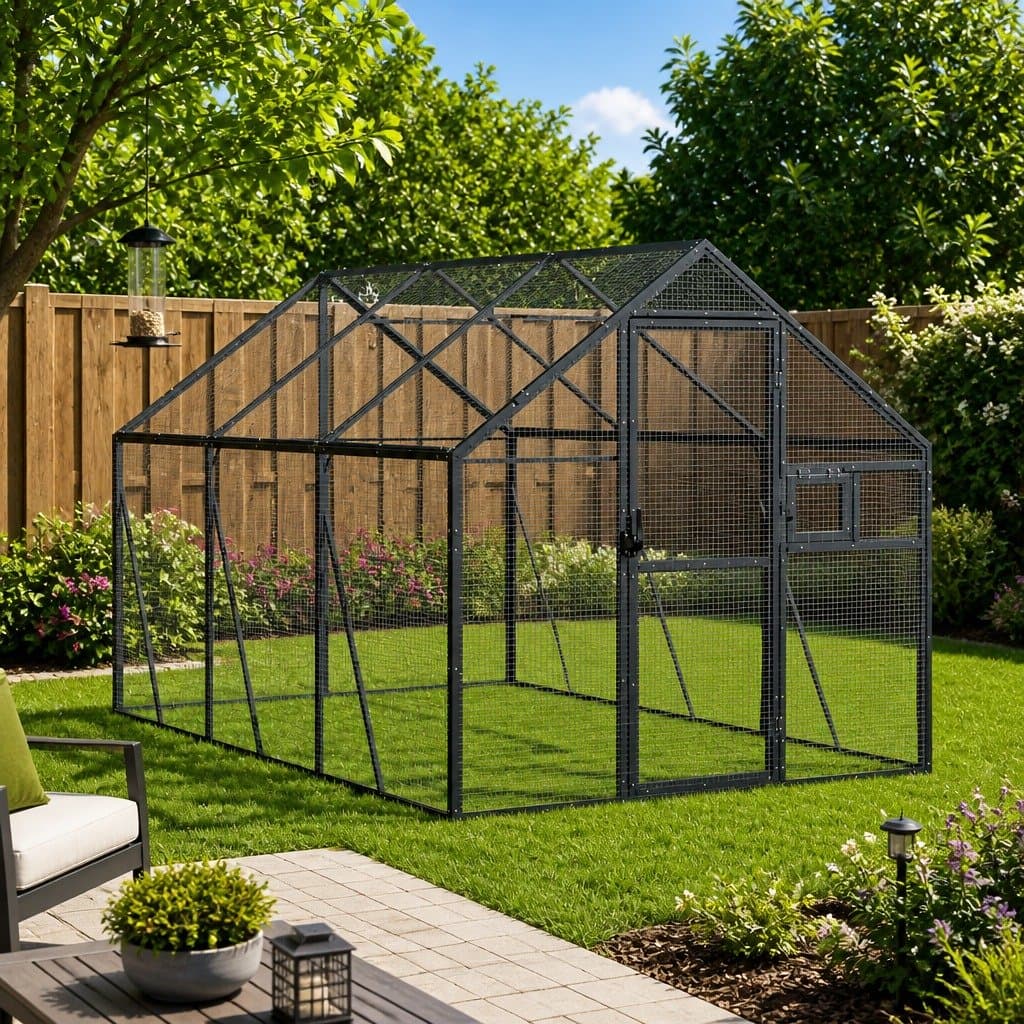 Large Anthracite Aluminium Frame Bird Aviary Cage
