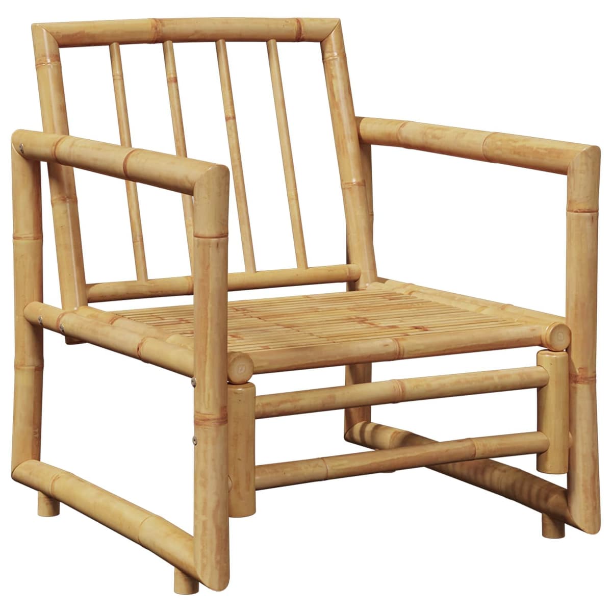 Bamboo Garden Chairs with Grey Cushions, Set of 2