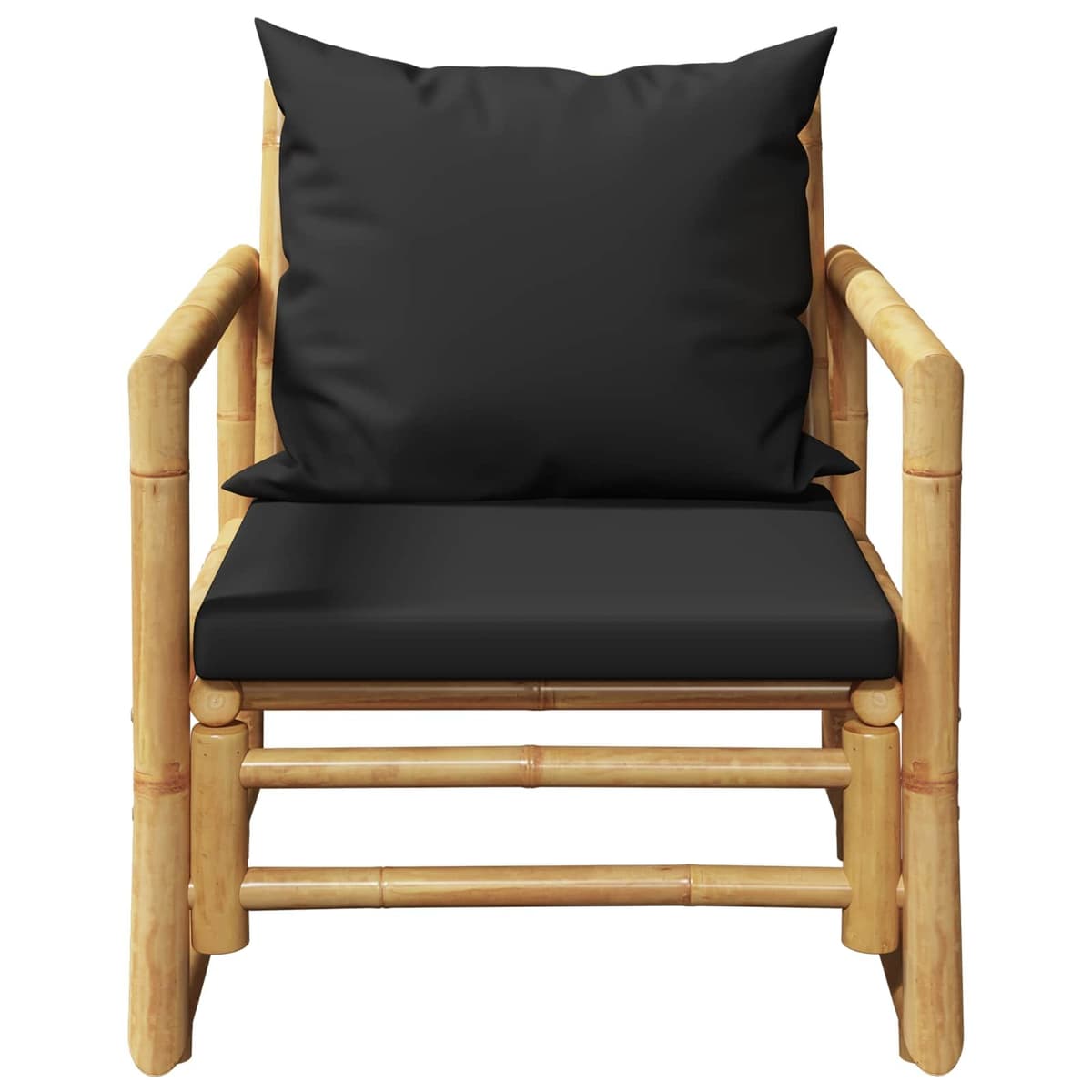 Bamboo Garden Chairs with Grey Cushions, Set of 2