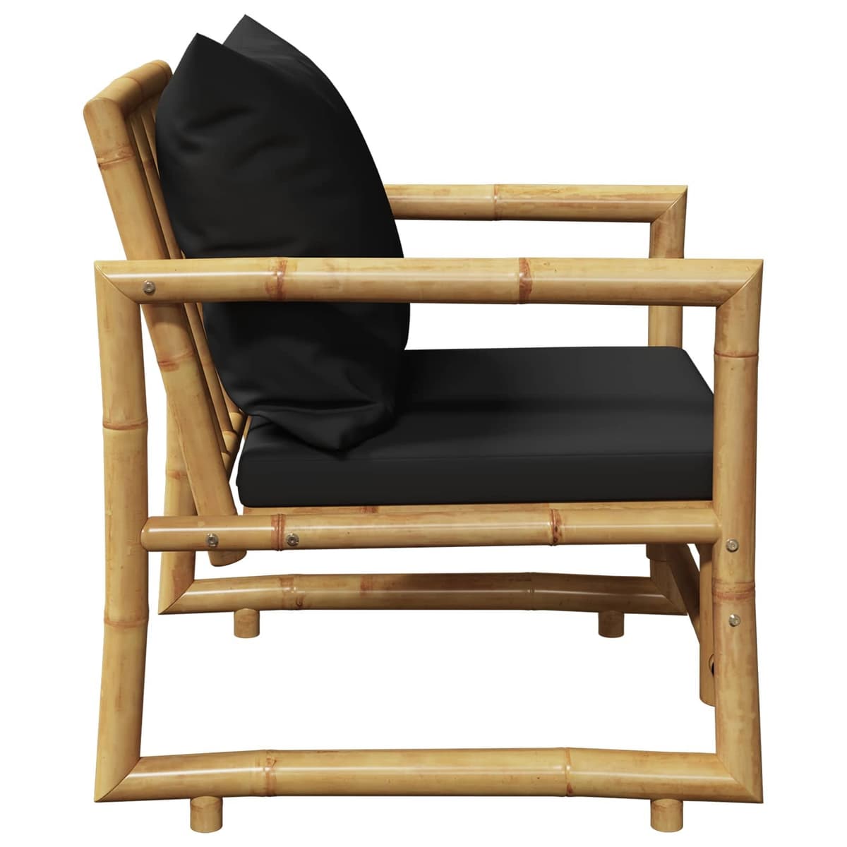 Bamboo Garden Chairs with Grey Cushions, Set of 2