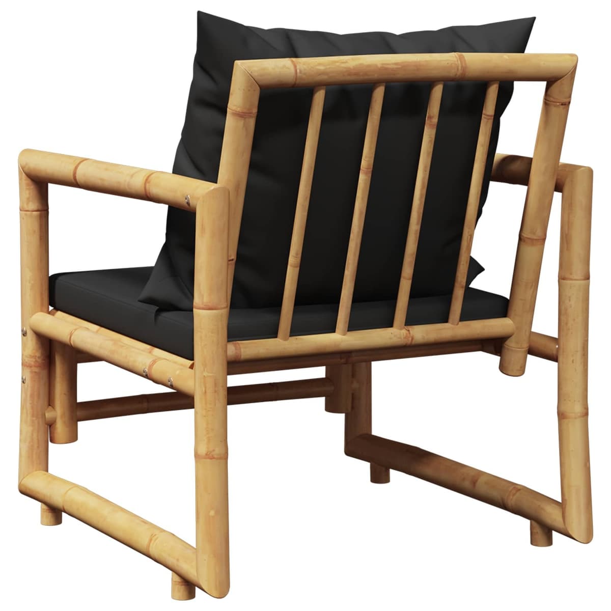 Bamboo Garden Chairs with Grey Cushions, Set of 2