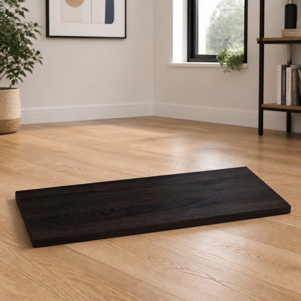 Solid Oak Wooden Table Top in Dark Brown 80x60x2 cm