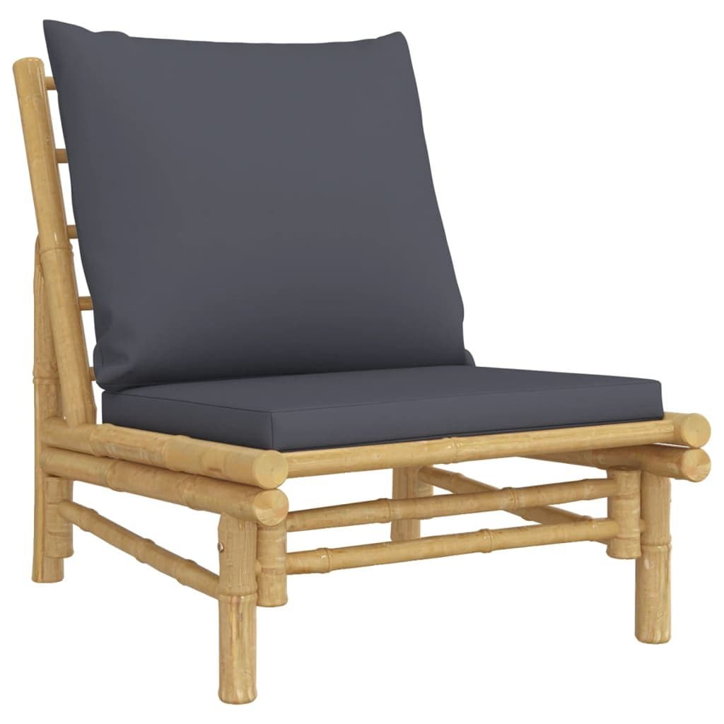 3 Piece Garden Lounge Set Bamboo Outdoor Furniture with Cushions Patio Sofa