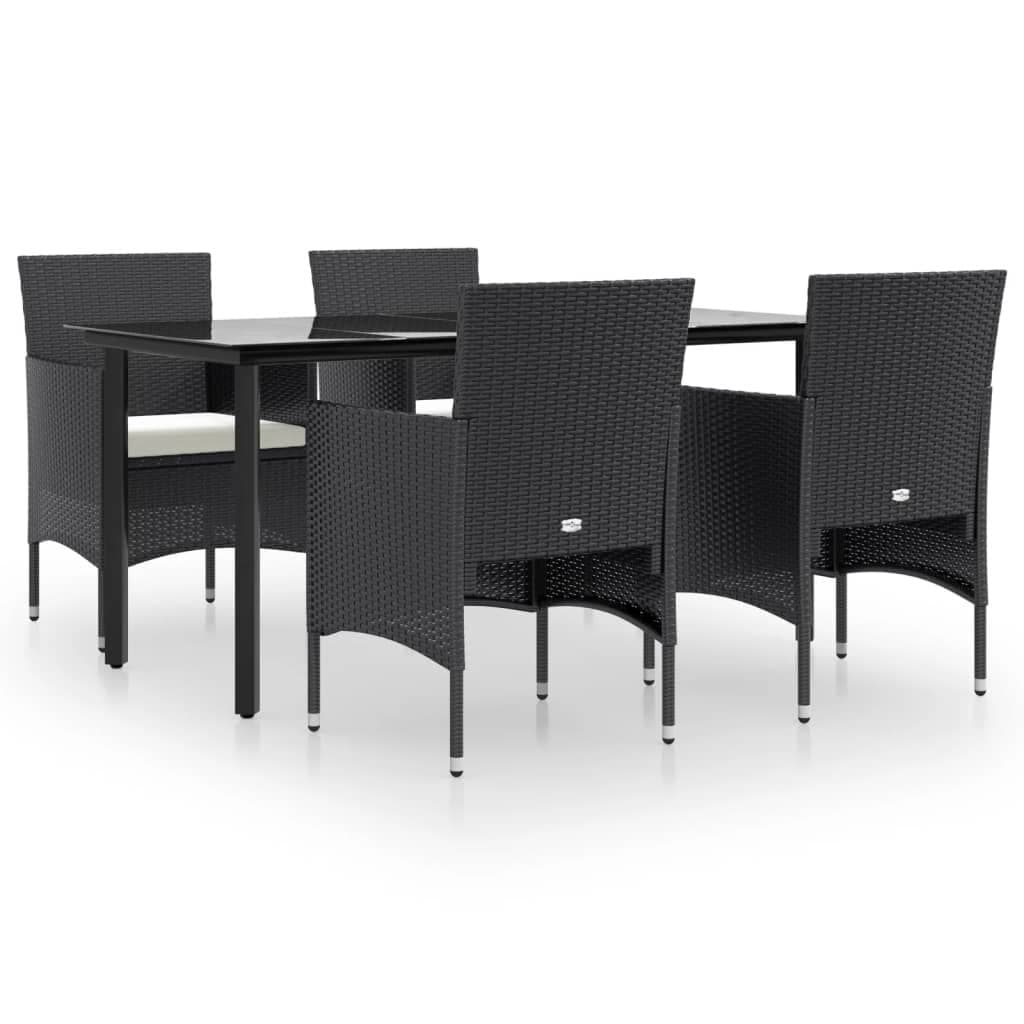 Garden Dining Set 5 Piece Outdoor Furniture Table Chairs with Cushions Black