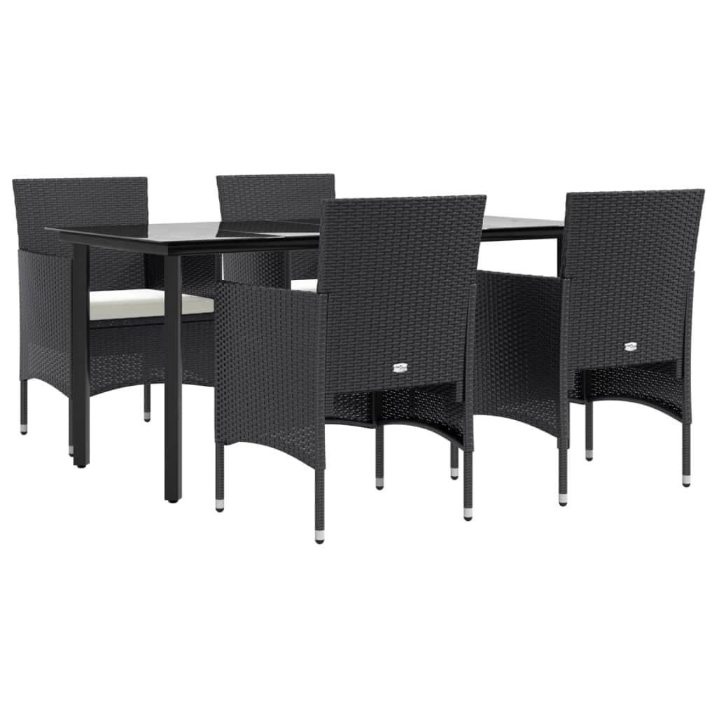 Garden Dining Set 5 Piece Outdoor Furniture Table Chairs with Cushions Black