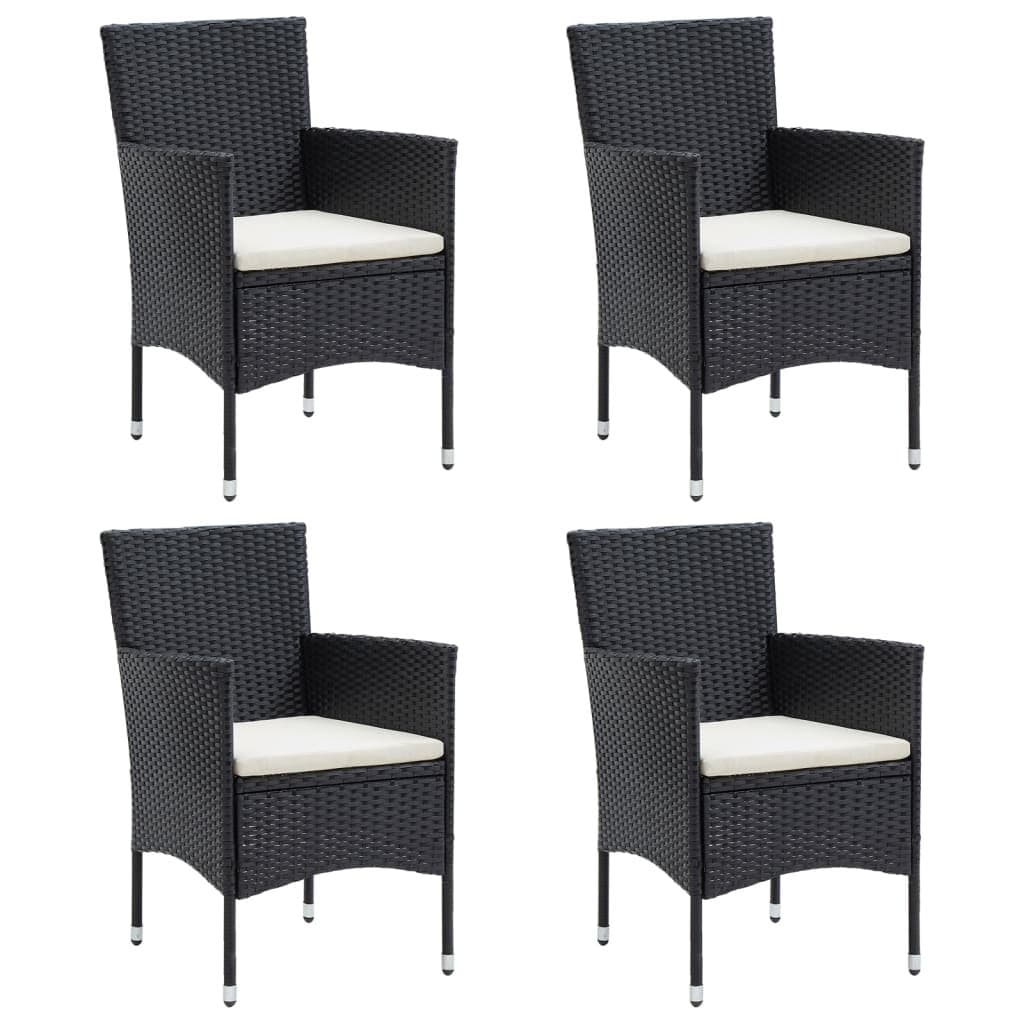 Garden Dining Set 5 Piece Outdoor Furniture Table Chairs with Cushions Black