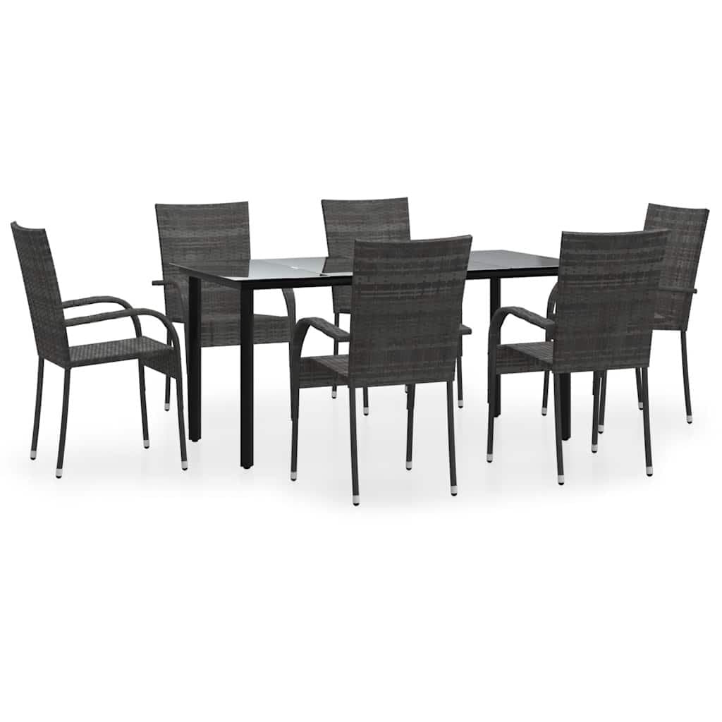 7 Piece Grey Rattan Garden Dining Set