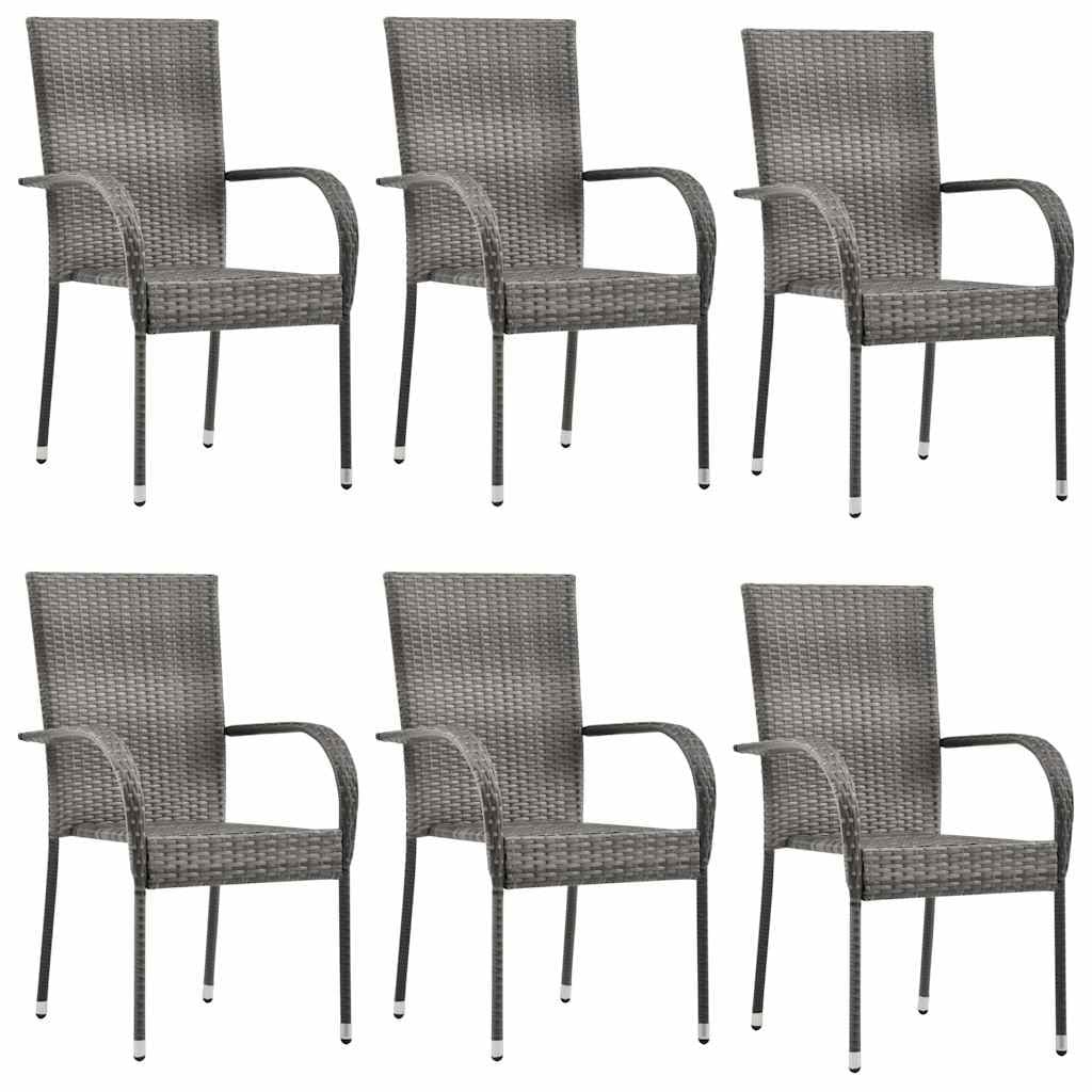 7 Piece Grey Rattan Garden Dining Set