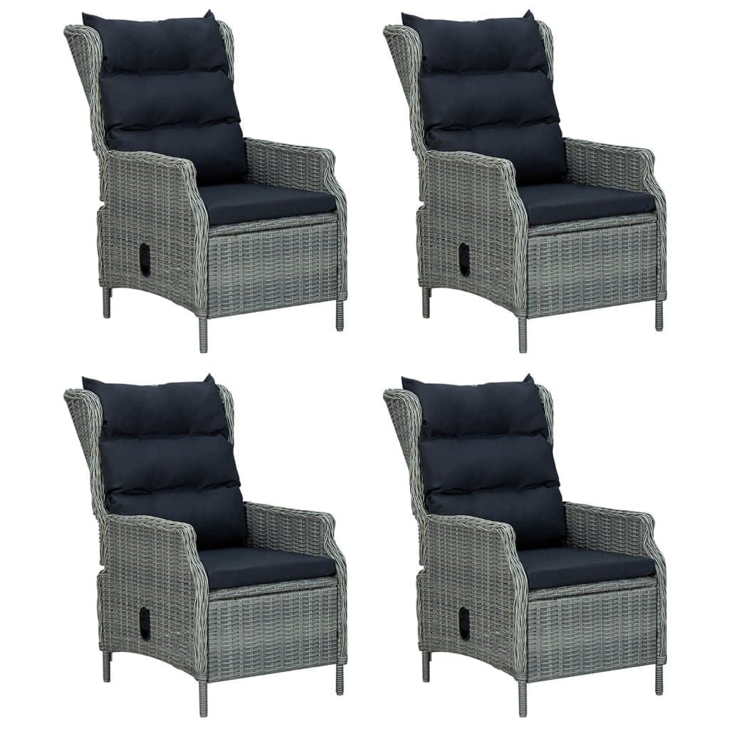 5-Piece Garden Dining Set Grey Poly Rattan Outdoor Furniture