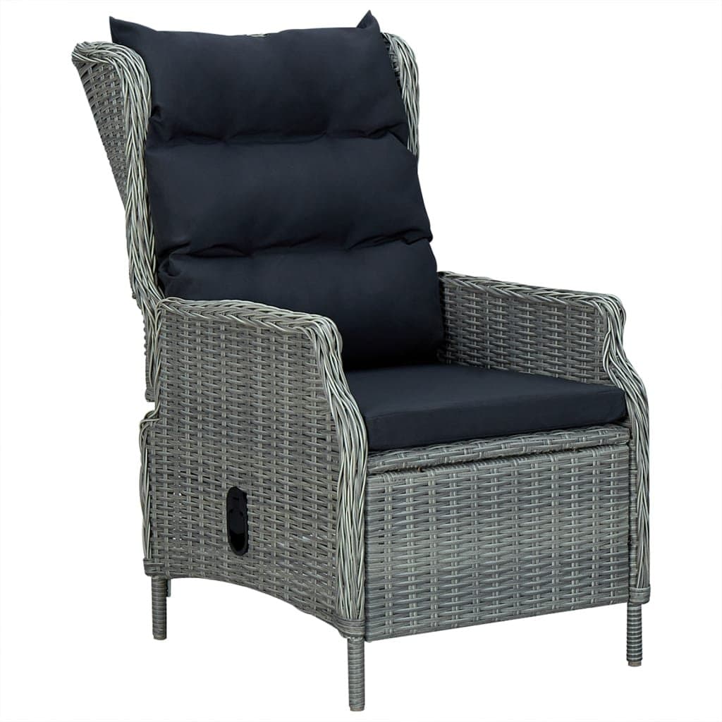 5-Piece Garden Dining Set Grey Poly Rattan Outdoor Furniture