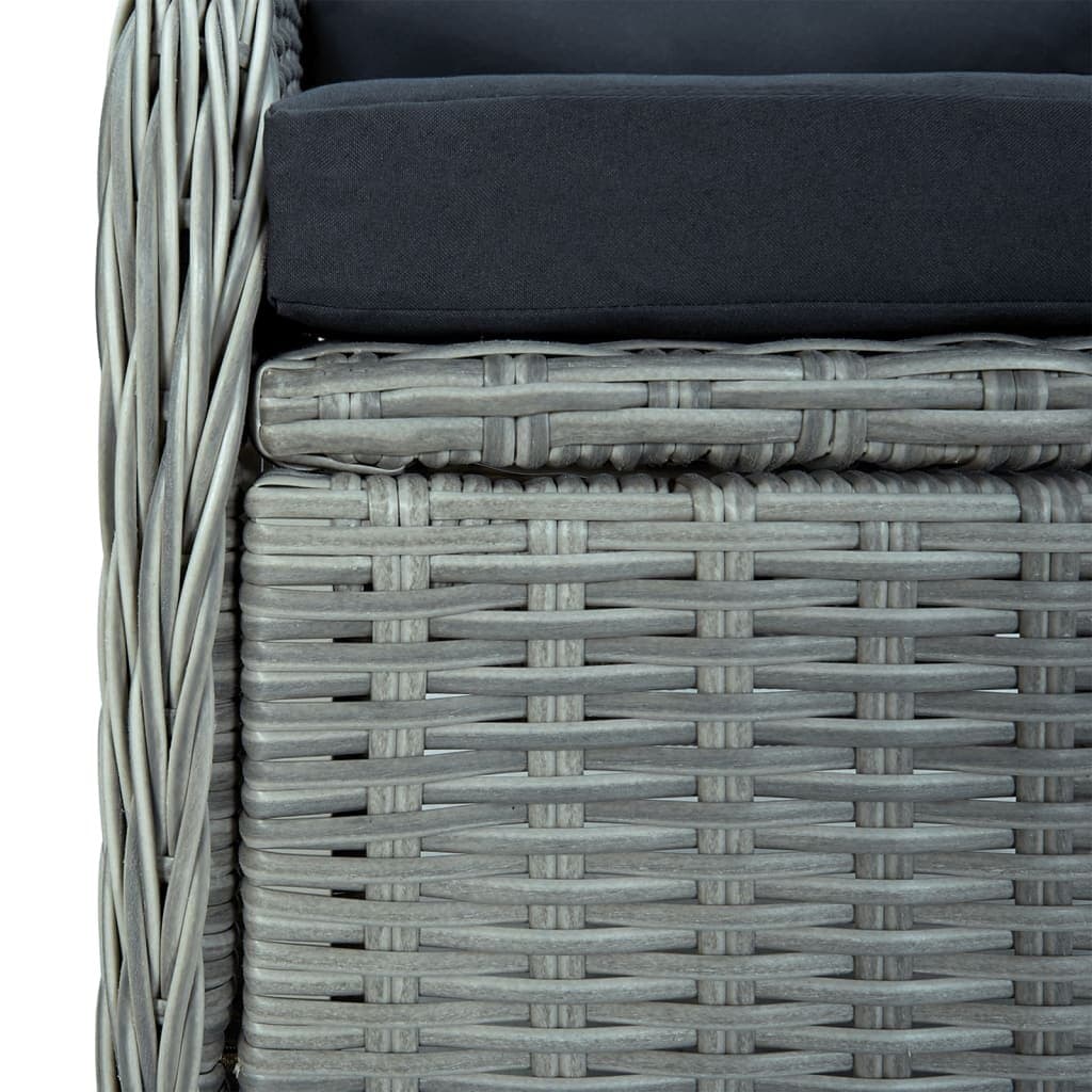 5-Piece Garden Dining Set Grey Poly Rattan Outdoor Furniture