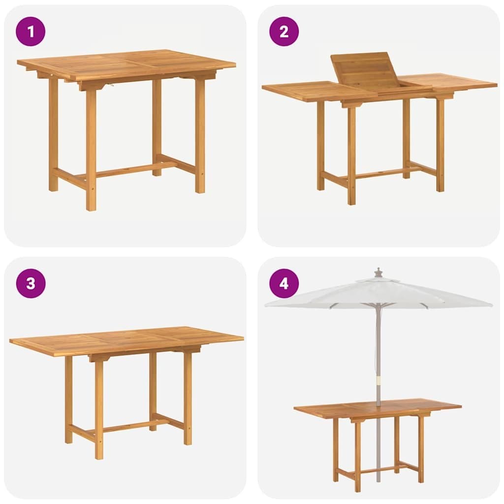 7-Piece Garden Dining Set in Brown Teak Wood