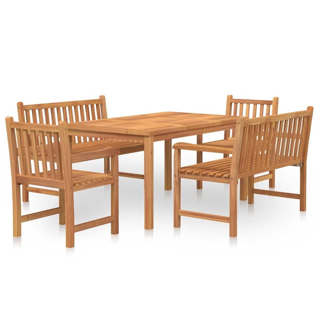 Solid Teak 5 Piece Garden Dining Set for Outdoor Use