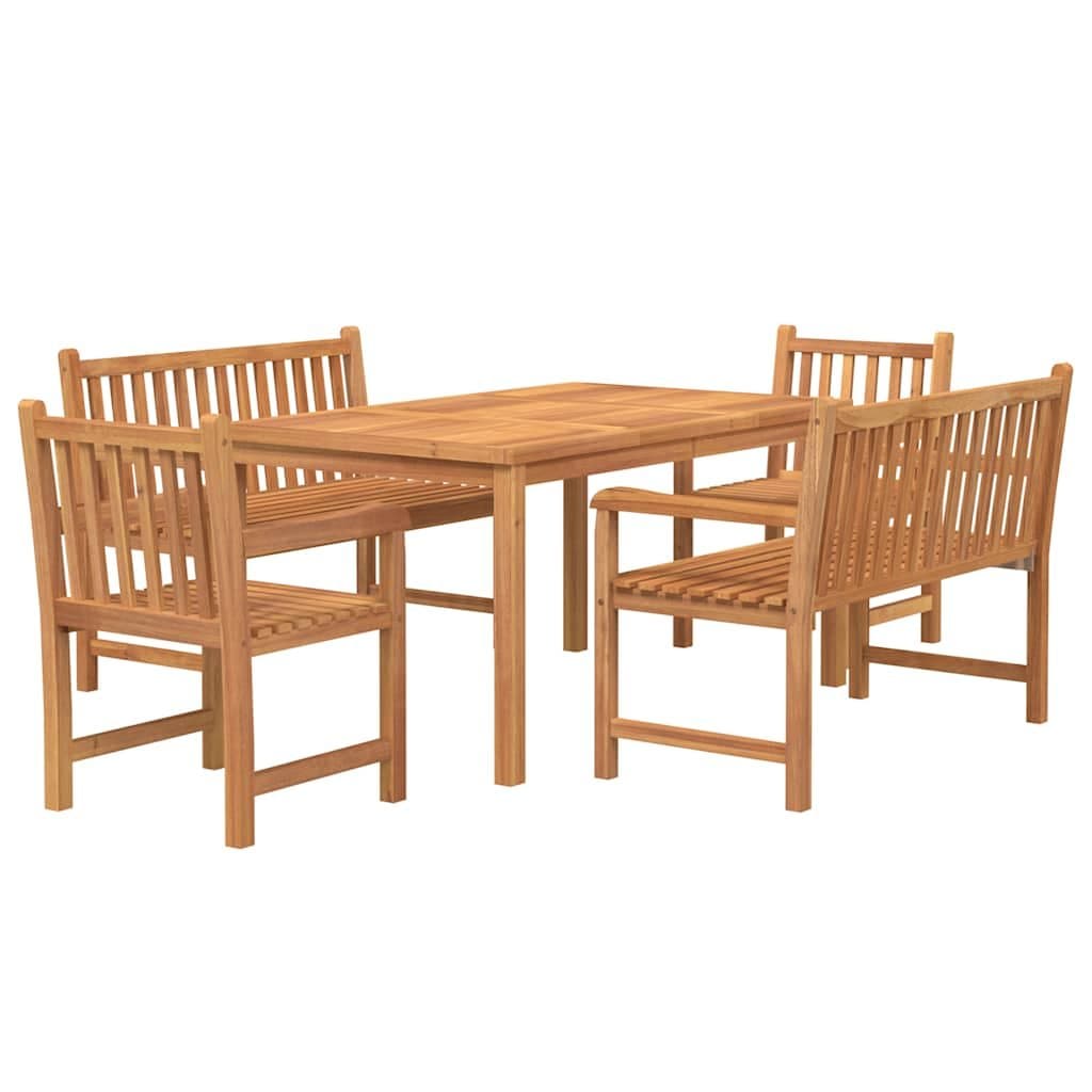 Solid Teak 5 Piece Garden Dining Set for Outdoor Use