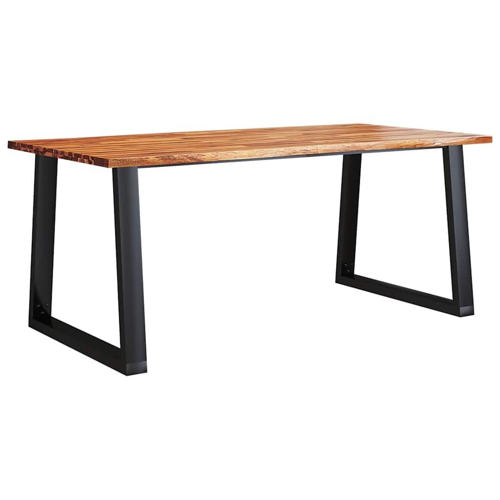 Dining Set 3 Piece Kitchen Table Bench Live Edge Solid Wood Brown