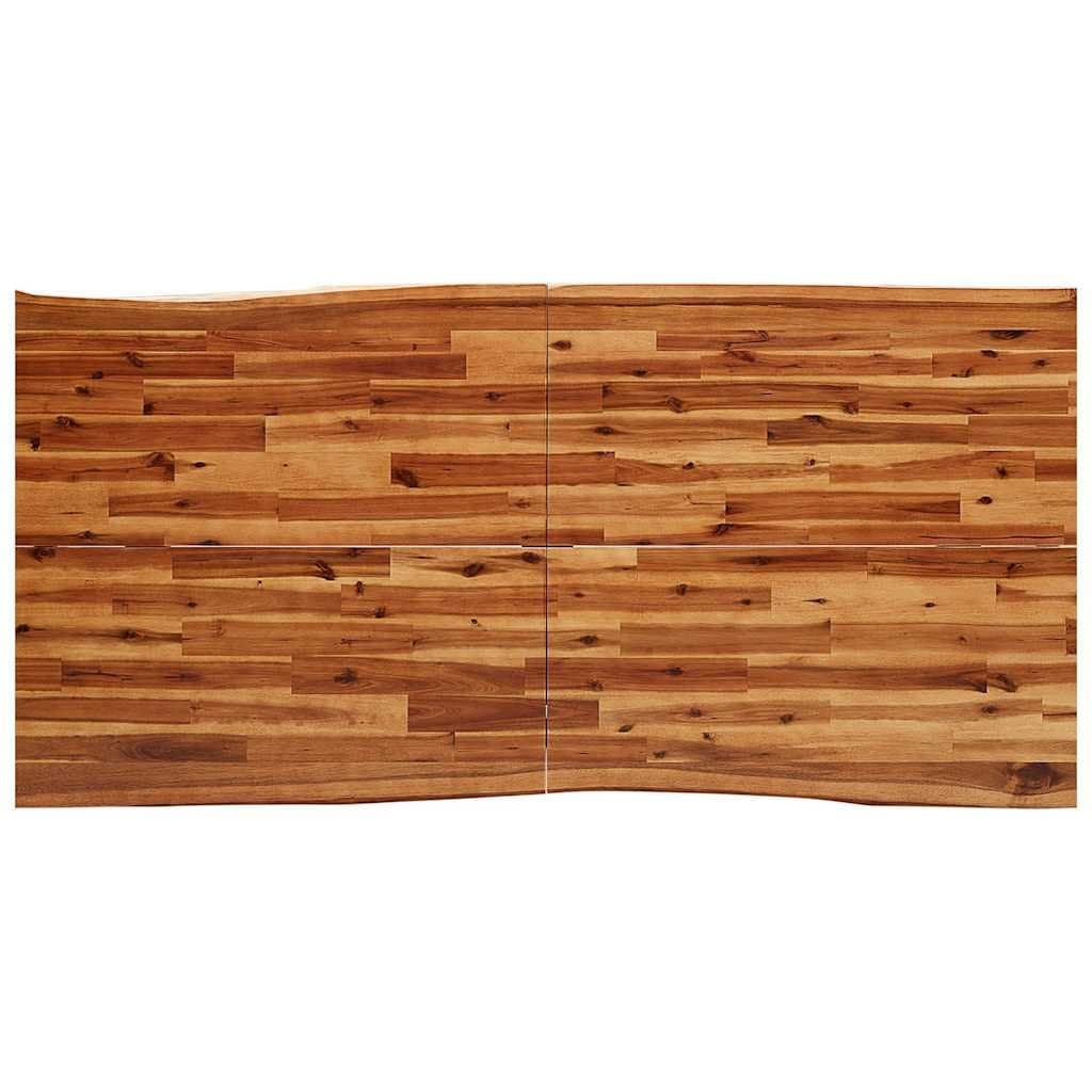 Dining Set 3 Piece Kitchen Table Bench Live Edge Solid Wood Brown