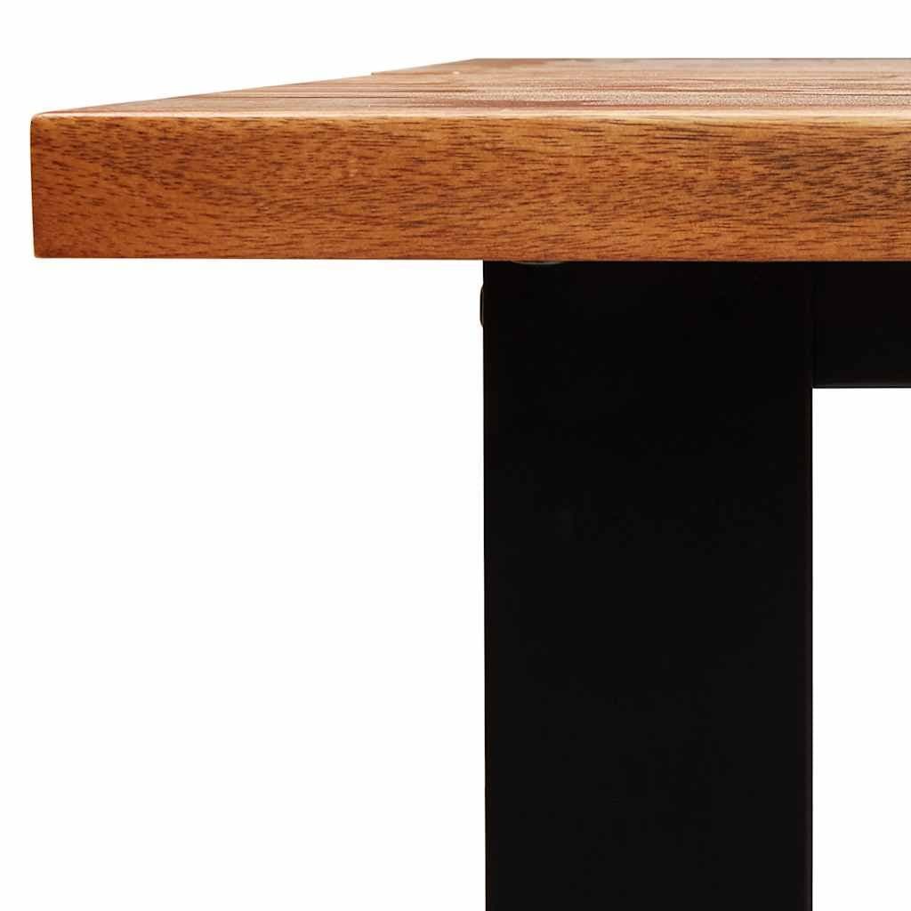 Dining Set 3 Piece Kitchen Table Bench Live Edge Solid Wood Brown