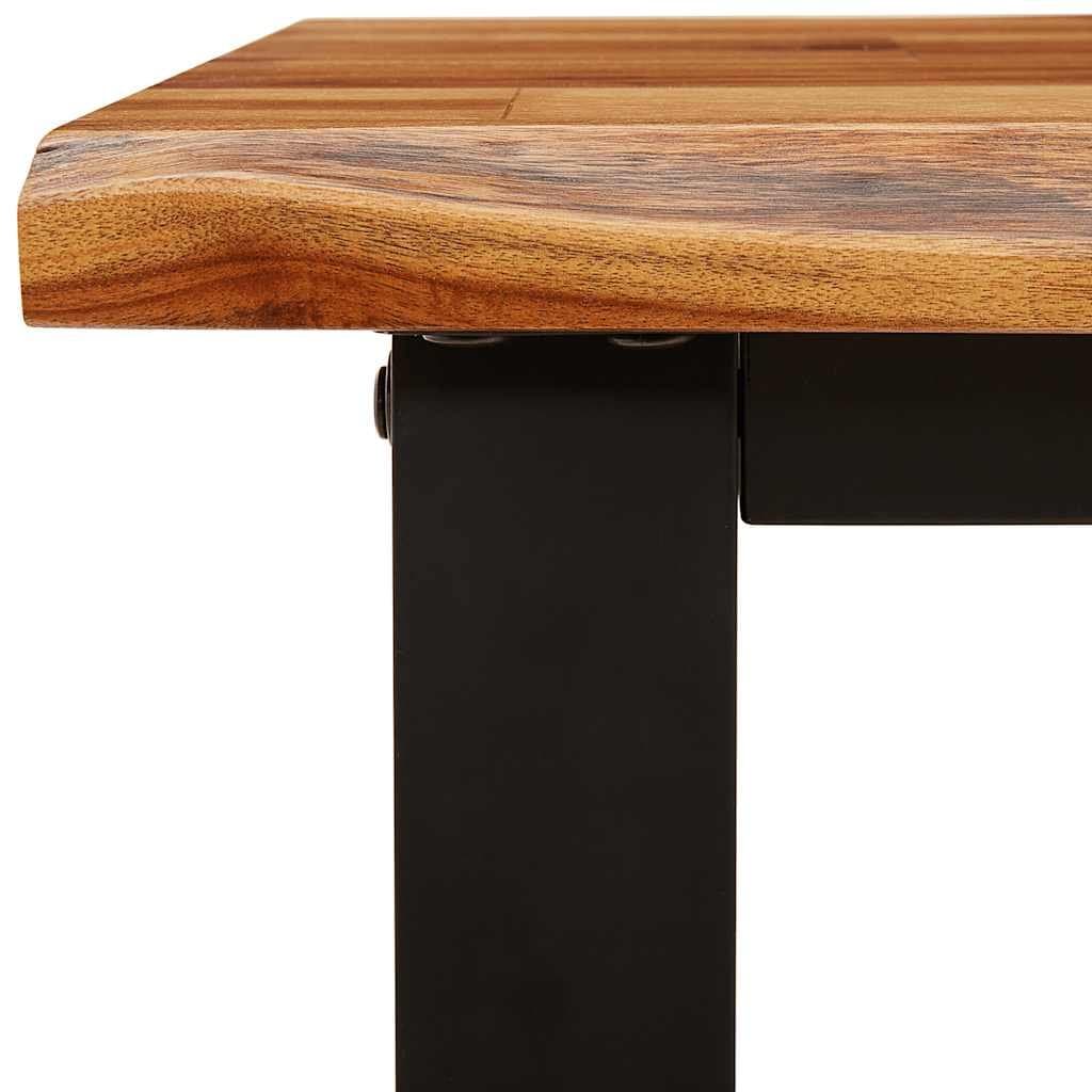 Dining Set 3 Piece Kitchen Table Bench Live Edge Solid Wood Brown