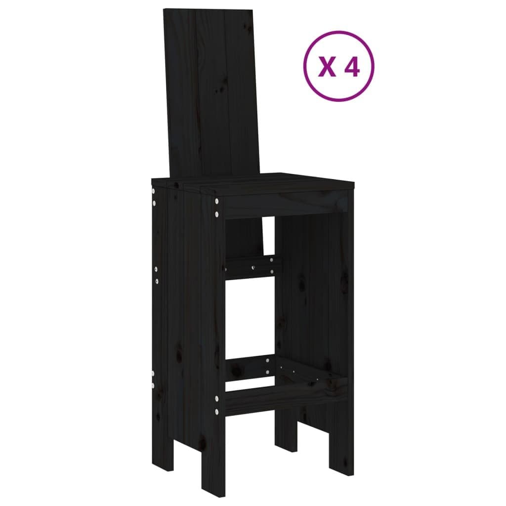 5 Piece Black Outdoor Bar Set with Solid Pine Wood