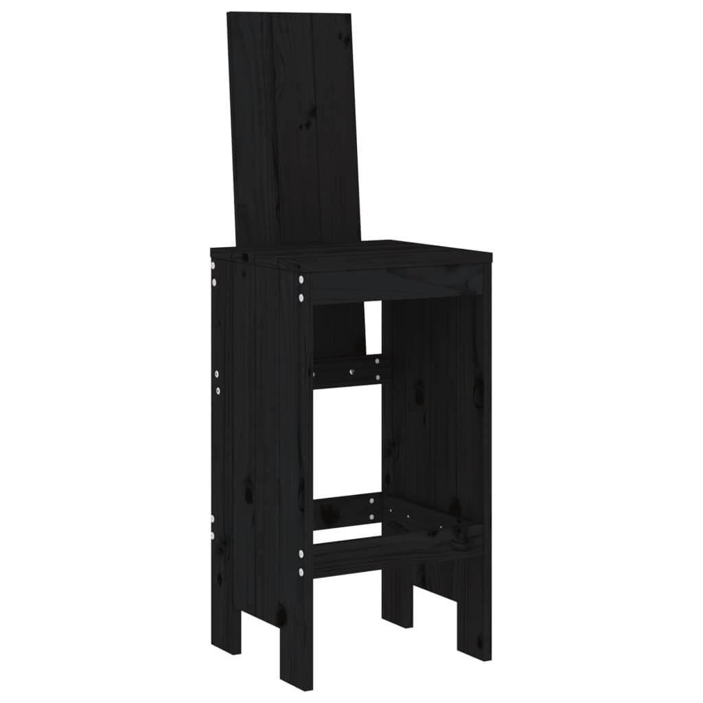 5 Piece Black Outdoor Bar Set with Solid Pine Wood