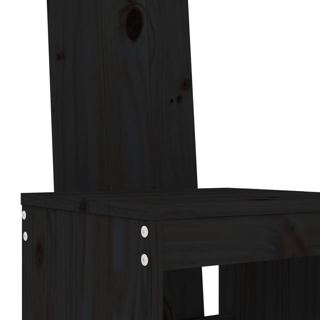 5 Piece Black Outdoor Bar Set with Solid Pine Wood