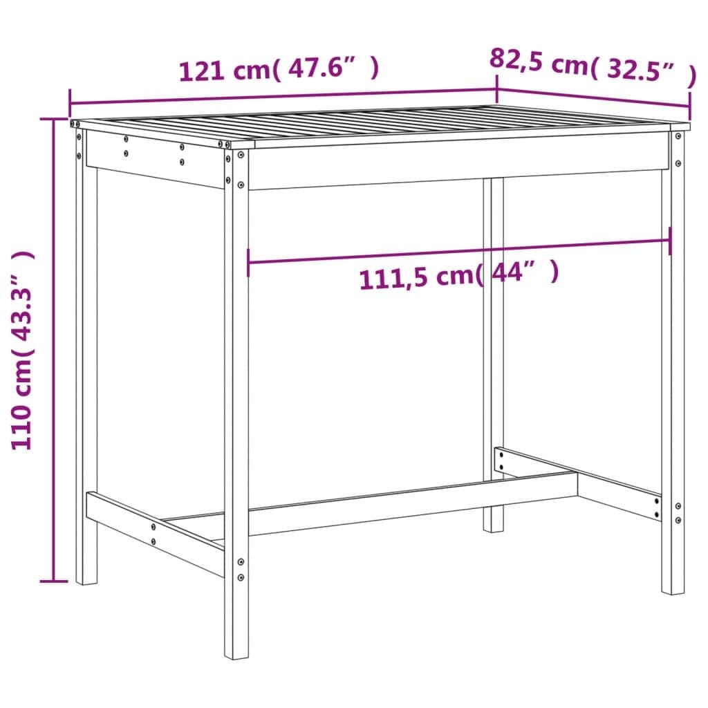 5 Piece Black Outdoor Bar Set with Solid Pine Wood