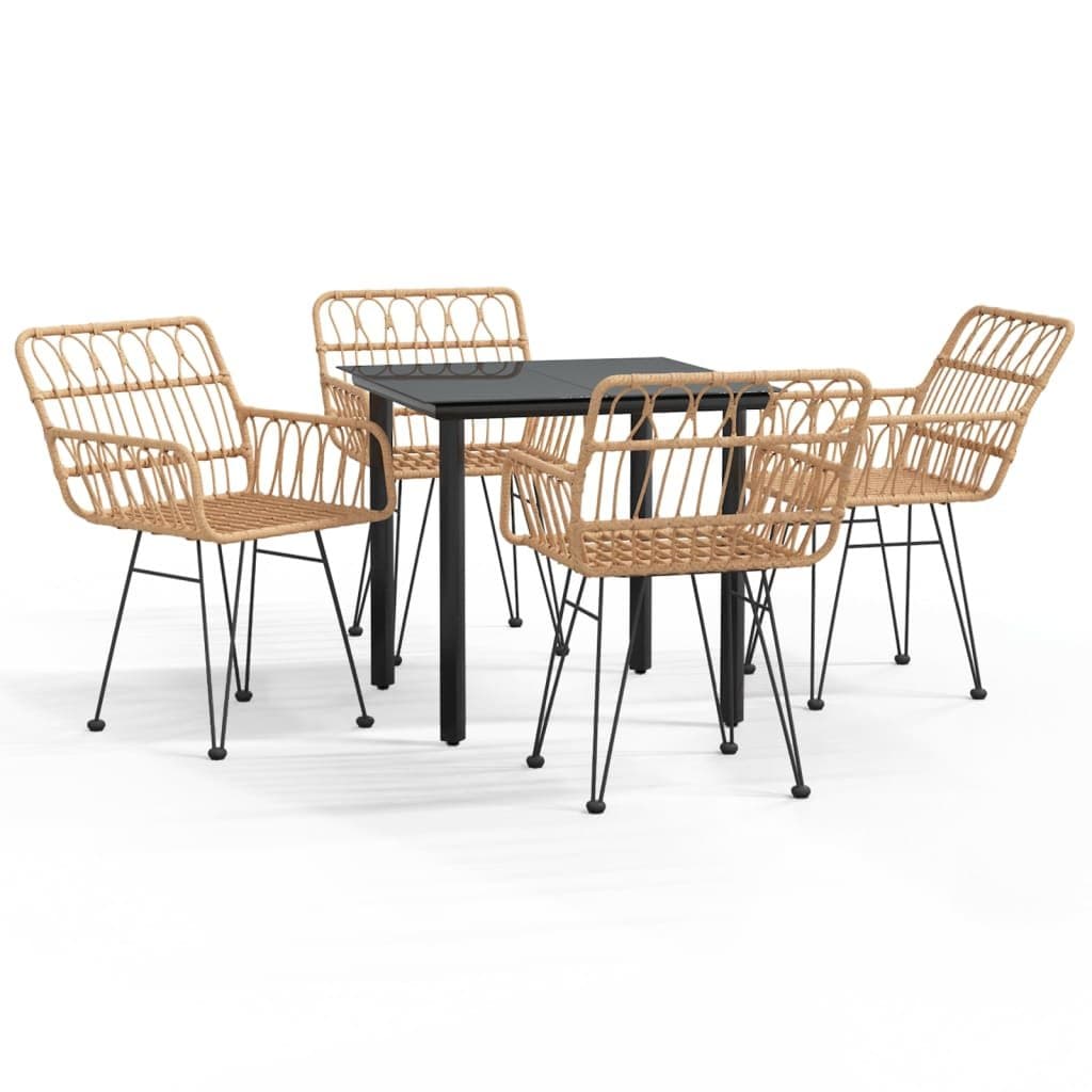 5-Piece Outdoor Dining Set with Durable PE Rattan